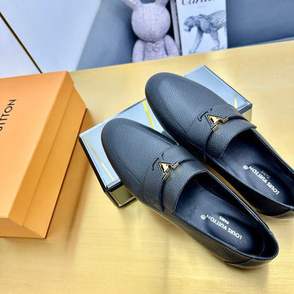 LV 25C Capri Loafer Black Wrinkled Cowhide 219929