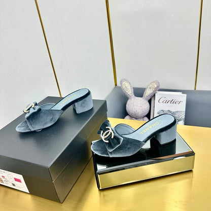 CC 25 Mid Heel Mules Gray Velvet 238474