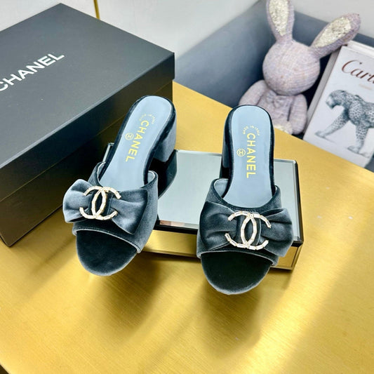 CC 25 Mid Heel Mules Gray Velvet 238474
