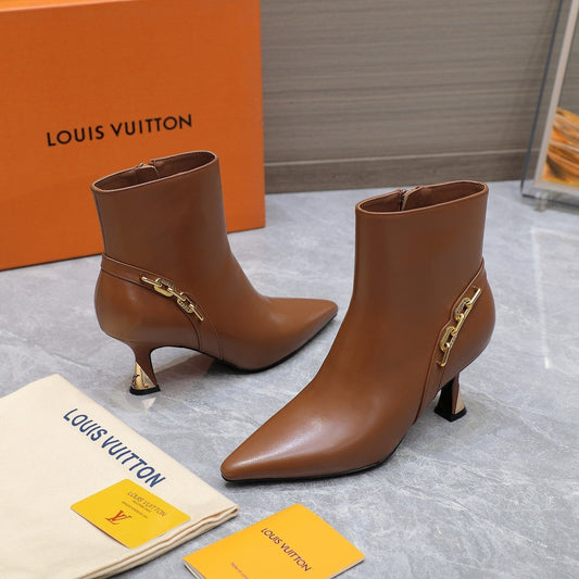 LV Sparkle Ankle Boots 70mm Brown Cowhide