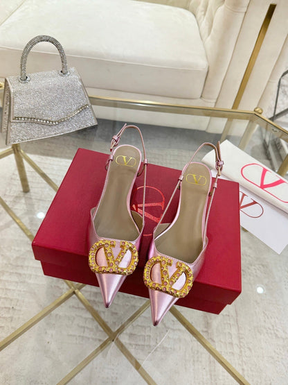 VT Vlogo Signature Pink Slingback Cowhide
