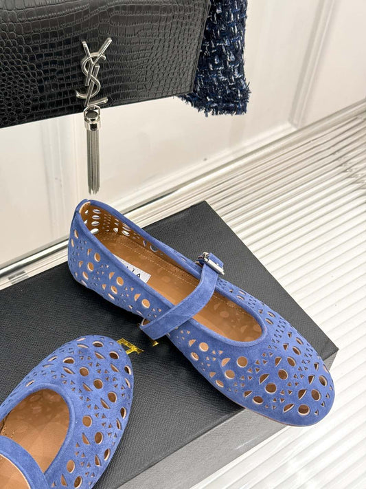 Alaia Women's Ballet Flat Royal Blue Suede 293218
