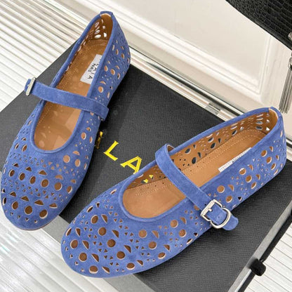 Alaia Women's Ballet Flat Royal Blue Suede 293218