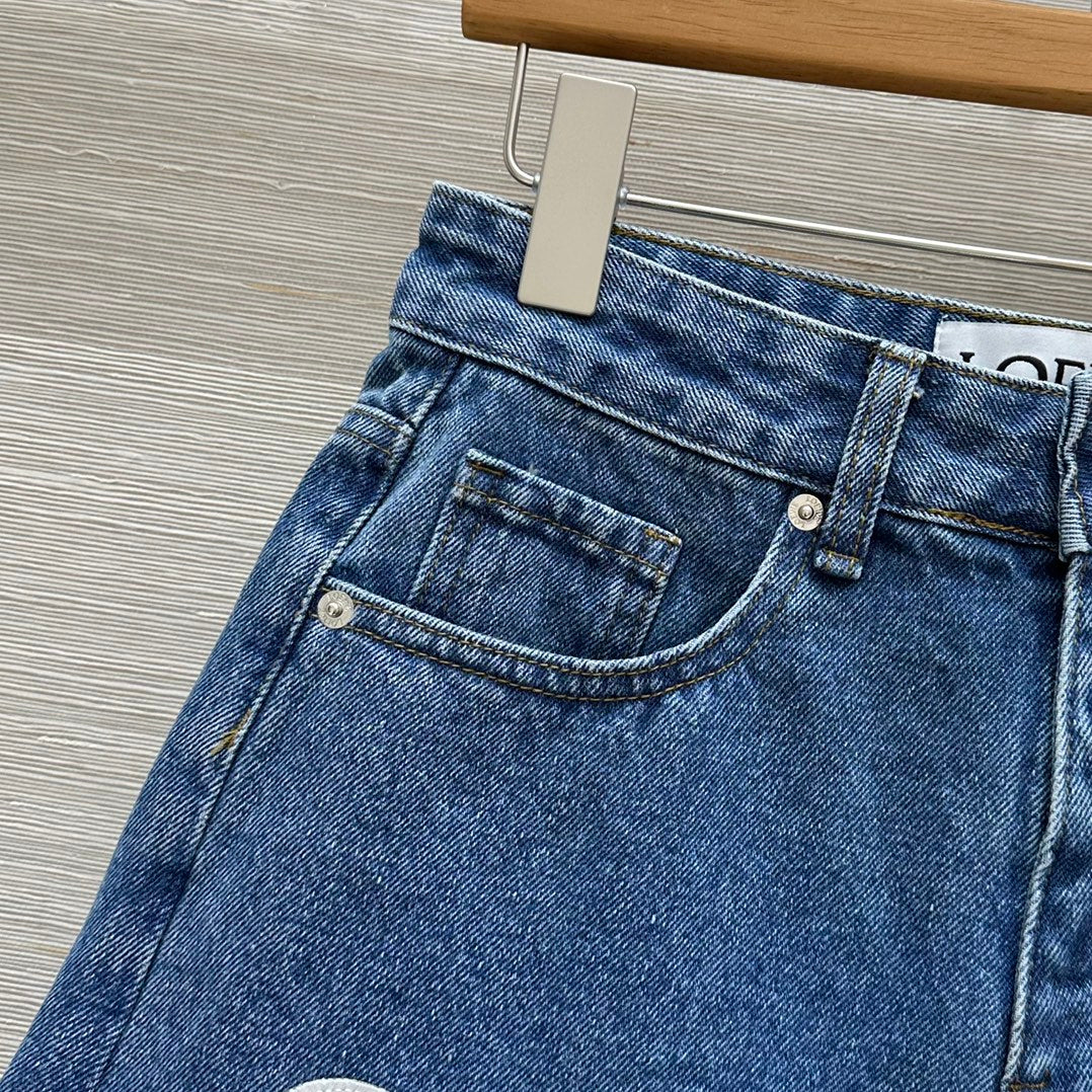 Loewe 25 Short Blue Denim Cotton