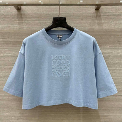 Loewe 25 Cropped Anagram T-Shirt Blue Cotton