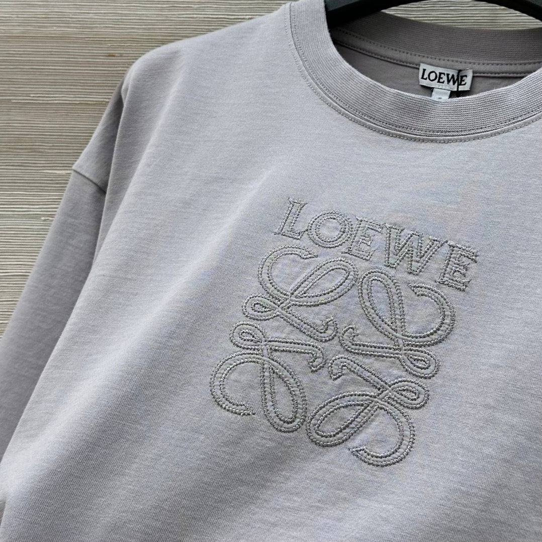 Loewe 25 Cropped Anagram T-Shirt Light Grey Cotton