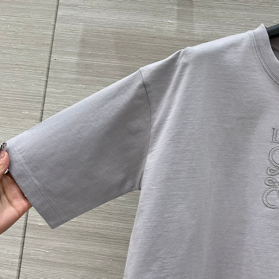 Loewe 25 Cropped Anagram T-Shirt Light Grey Cotton