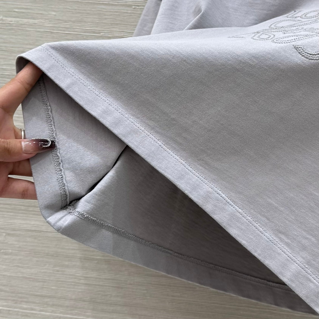 Loewe 25 Cropped Anagram T-Shirt Light Grey Cotton