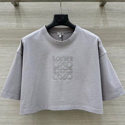 Loewe 25 Cropped Anagram T-Shirt Light Grey Cotton