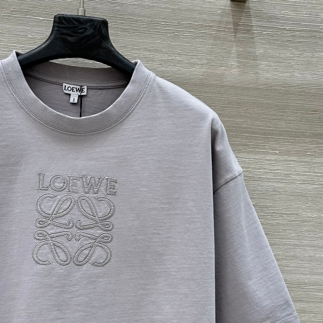 Loewe 25 Cropped Anagram T-Shirt Light Grey Cotton