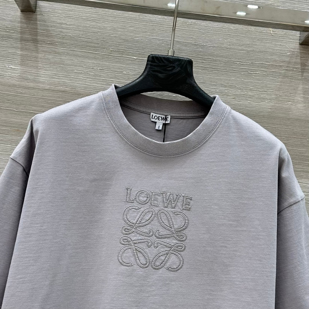 Loewe 25 Cropped Anagram T-Shirt Light Grey Cotton