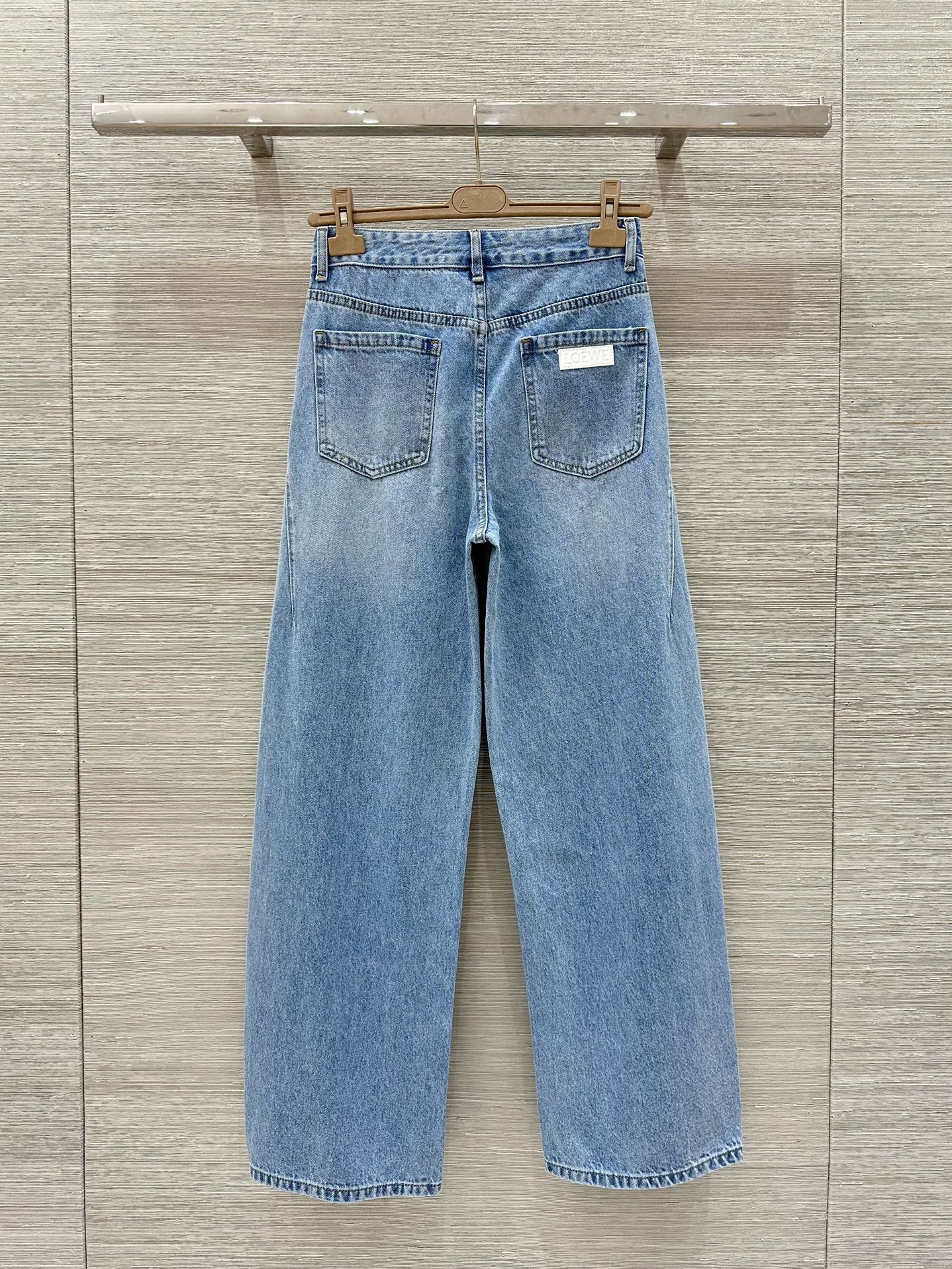 Loewe 25 Pocket Embossed Letter Straight Jeans Blue Cotton