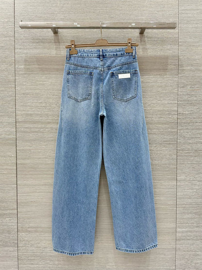 Loewe 25 Pocket Embossed Letter Straight Jeans Blue Cotton