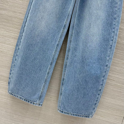 Loewe 25 Pocket Embossed Letter Straight Jeans Blue Cotton