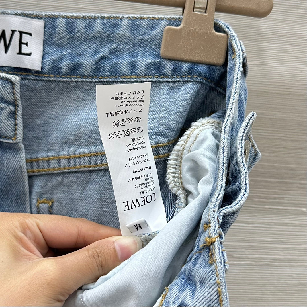 Loewe 25 Pocket Embossed Letter Straight Jeans Blue Cotton