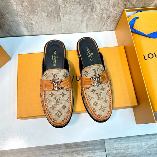LV EASY MULE BEIGE CREAM MONOGRAM CANVAS
