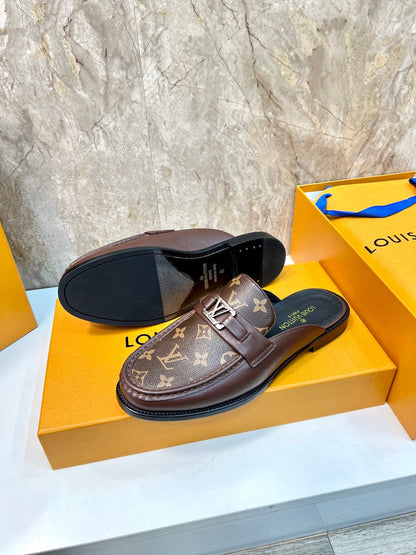 LV EASY MULE IN BROWN CHOCOLATE MONOGRAM CALFSKIN