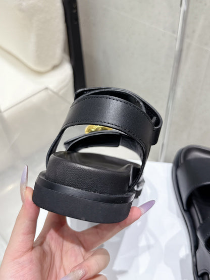 LOEWE 25ss sandals black gold sheepskin