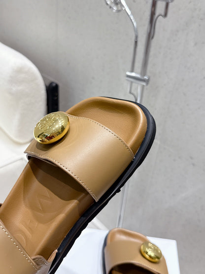 LOEWE 25ss sandals brown gold sheepskin