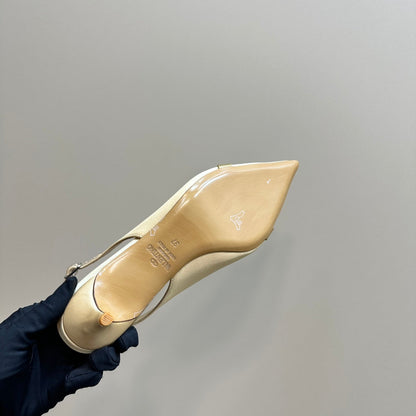 Valentino Slingback Pump 40mm In Beige Mix Gold Lambskin 999007