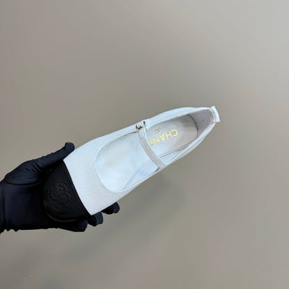 CC 25 Mary Jane Flats White Fabric 239402