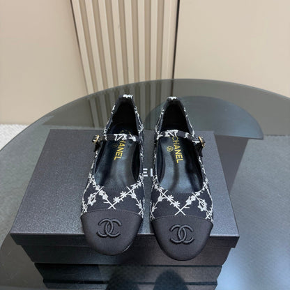CC 25 Mary Jane Flats Black Pattern Fabric 239404