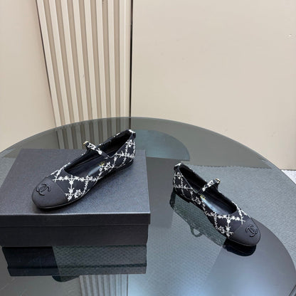 CC 25 Mary Jane Flats Black Pattern Fabric 239404