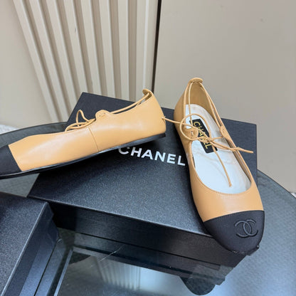 CC 25 Mary Jane Flat Buff Brown Leather with Fabric 239406