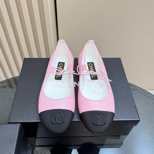 CC 25 Mary Jane Flat Pink Leather with Fabric 239408