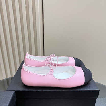 CC 25 Mary Jane Flat Pink Leather with Fabric 239408