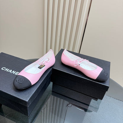 CC 25 Mary Jane Flat Pink Leather with Fabric 239408