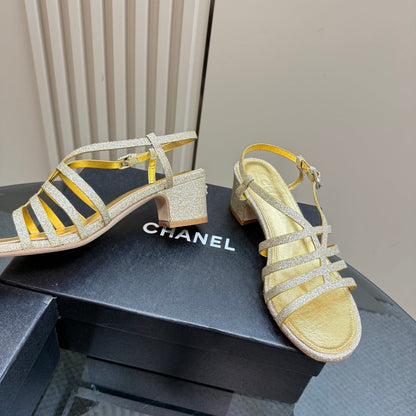 CC 25 Sandal Heels Gold Sheepskin 239418