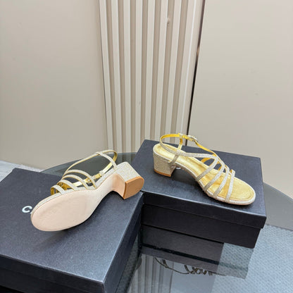 CC 25 Sandal Heels Gold Sheepskin 239418