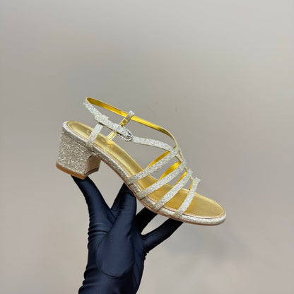 CC 25 Sandal Heels Gold Sheepskin 239418