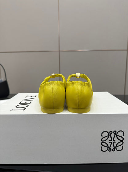 Loewe 25 Pebble Ballet Flats Yellow Calfskin