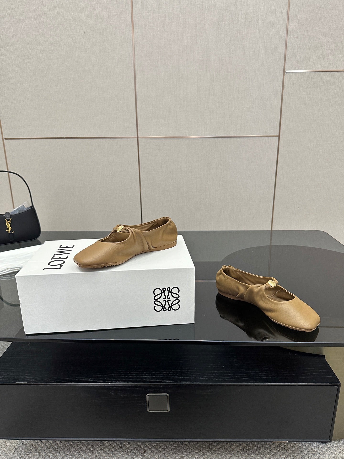Loewe 25 Pebble Ballet Flats Brown Calfskin