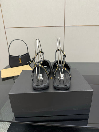 ALAIA flat slippers black sheepskin 389628