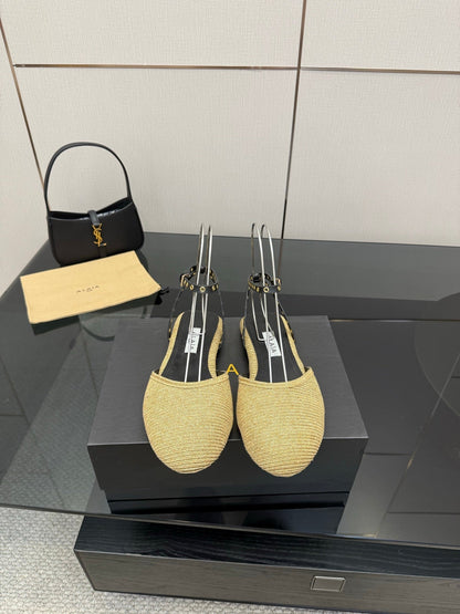 ALAIA flat slippers golden beige sheepskin 389629