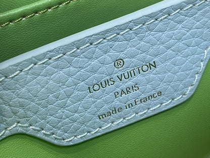 CAPUCINES MINI 21 GREEN TAURILLON TURQUOISE SILVER HARDWARE