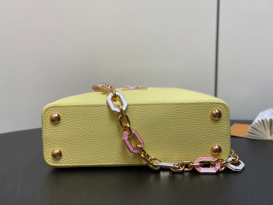 CAPUCINES BB 27 YELLOW TAURILLON GOLD HARDWARE