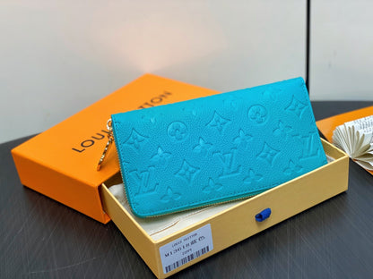 LV Ã— TM Zipper Wallet Blue Gold Leather 329915