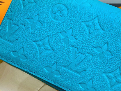 LV Ã— TM Zipper Wallet Blue Gold Leather 329915