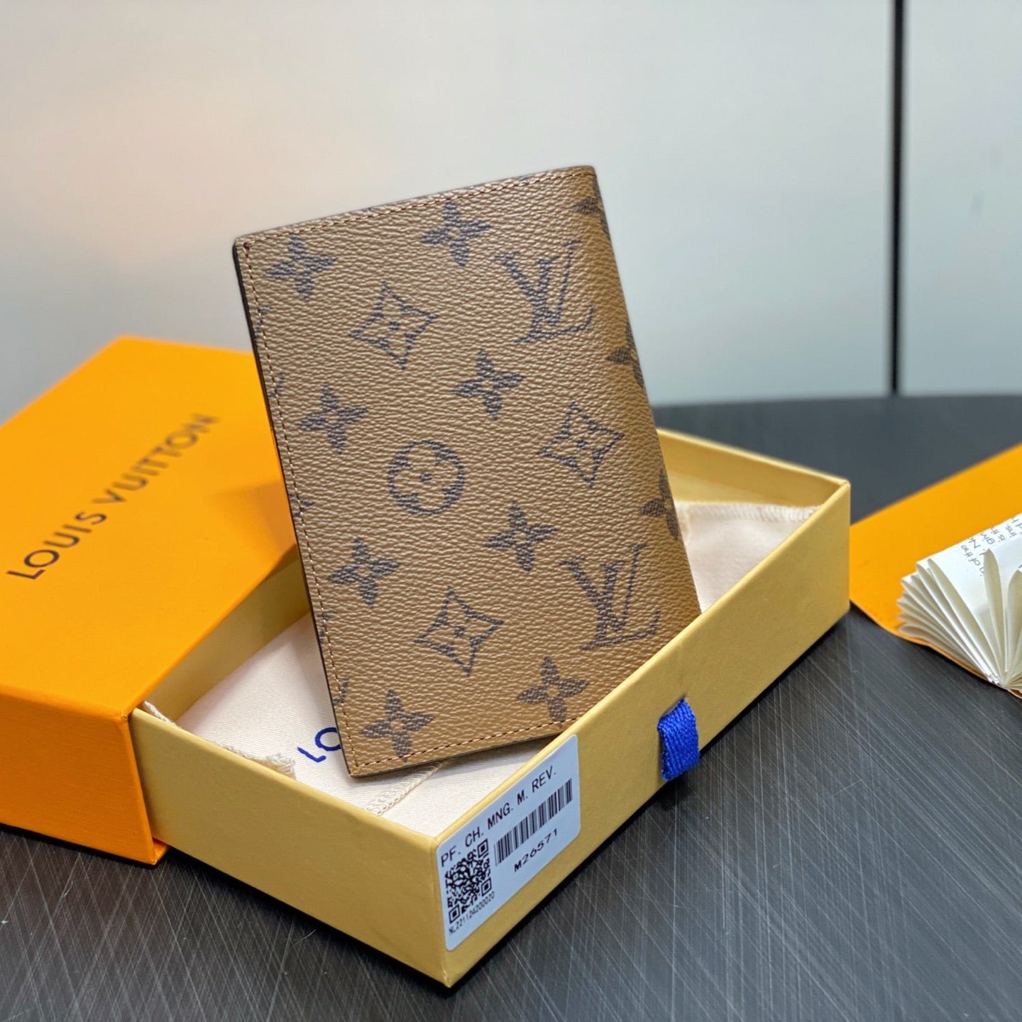 LV Passport Cover Monogram Reverse Canvas