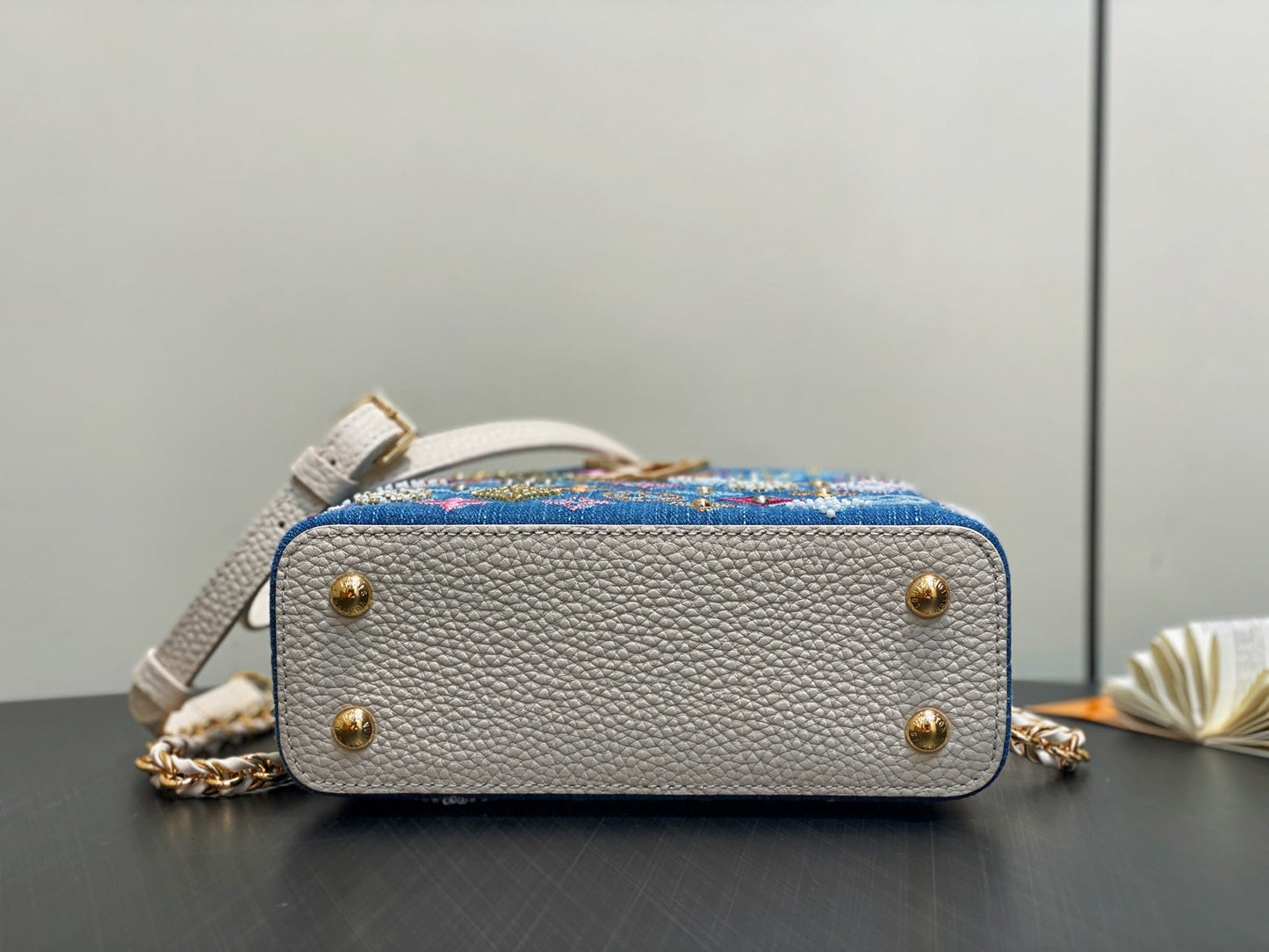 LV Capucines 21cm Bag Blue mix Colors Denim Leather 338217