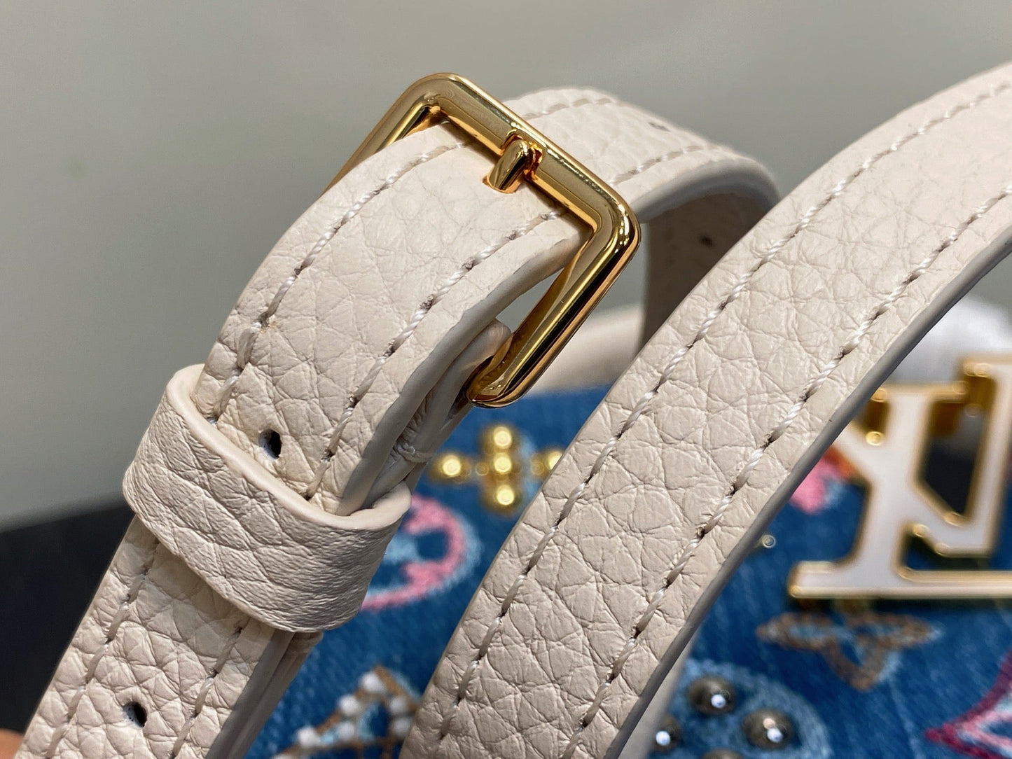 LV Capucines 21cm Bag Blue mix Colors Denim Leather 338217