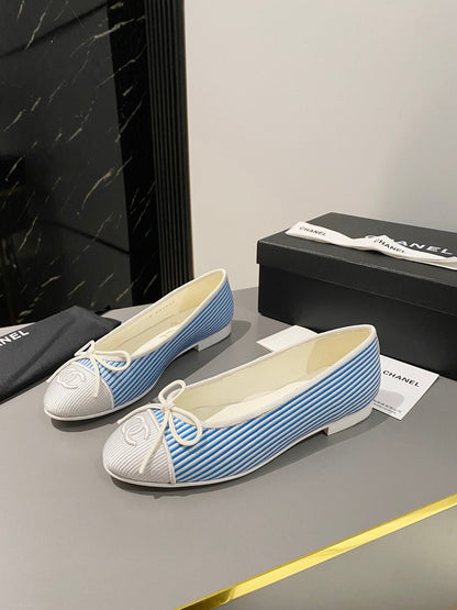 ballet flat ocean blue embroidered fabric