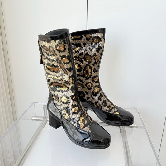 CC 25 High Boot Leopard Print Cowhide Fabric 411463