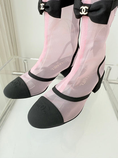 CC 25 Short Boot Pink Black Mesh Fabric 411467