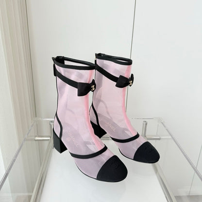 CC 25 Short Boot Pink Black Mesh Fabric 411467