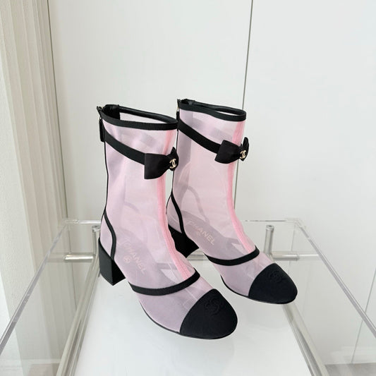 CC 25 Short Boot Pink Black Mesh Fabric 411467